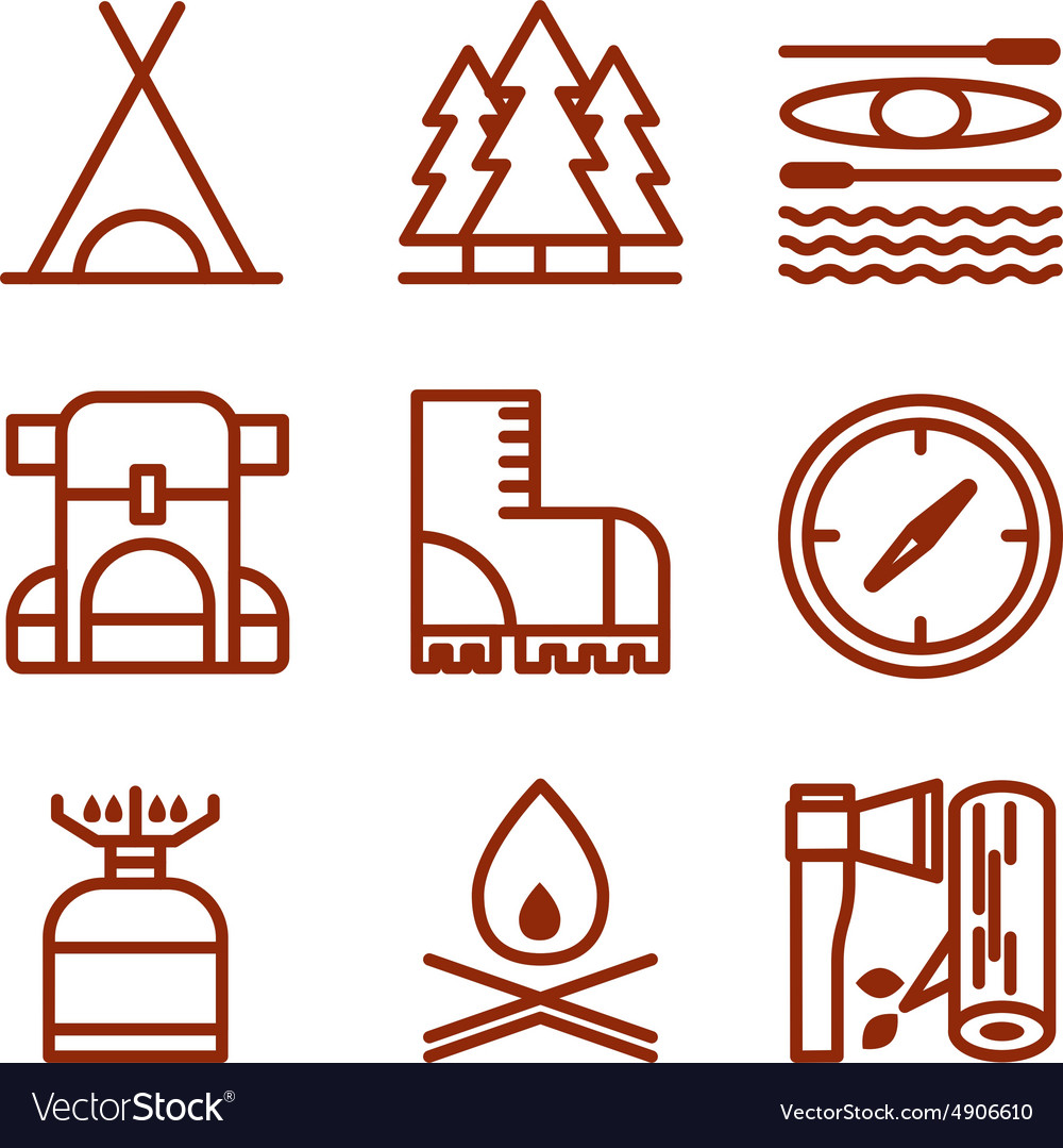 Set of camping equipment symbols