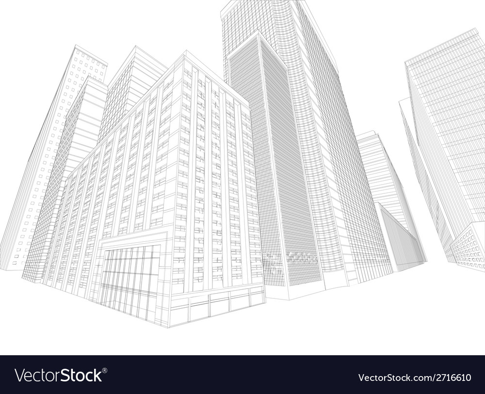 Townscape wireframe building