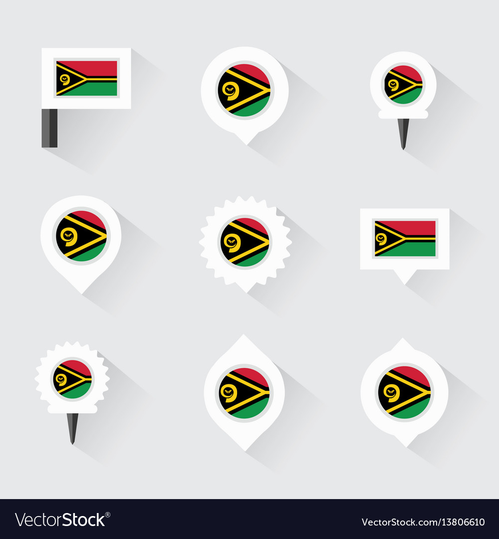 Vanuatu Flagge und Pins für Infografikkarte