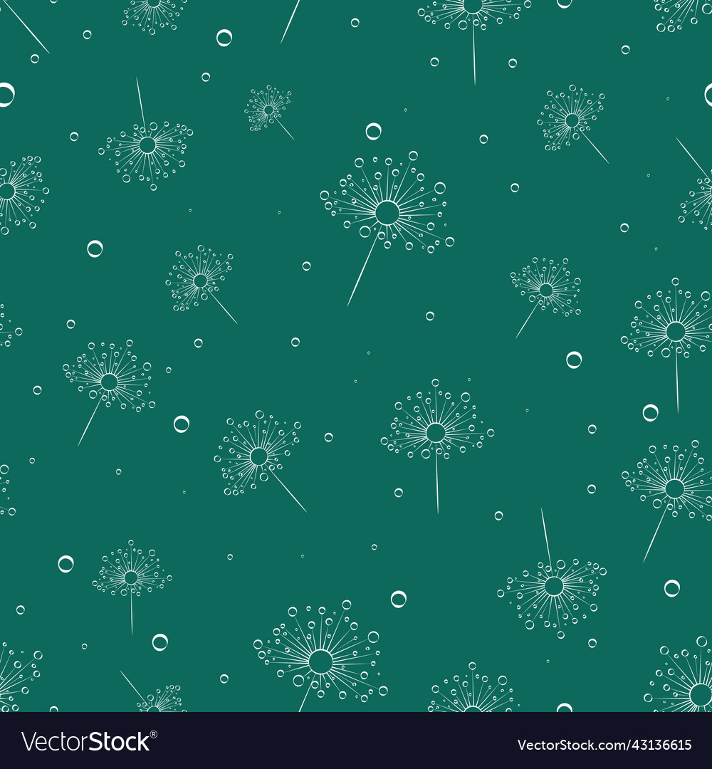 Abstract white dandelion seamless pattern
