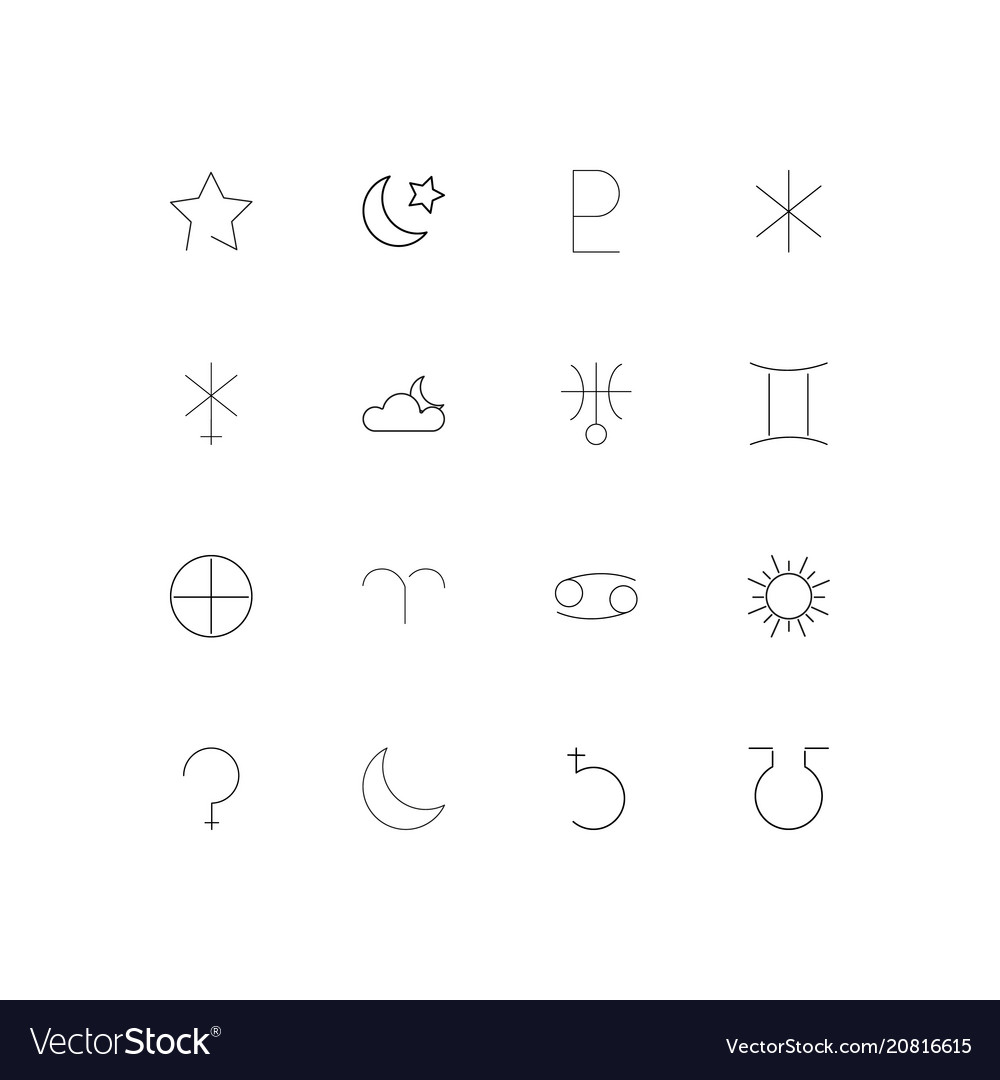 Astrology linear thin icons set outlined simple