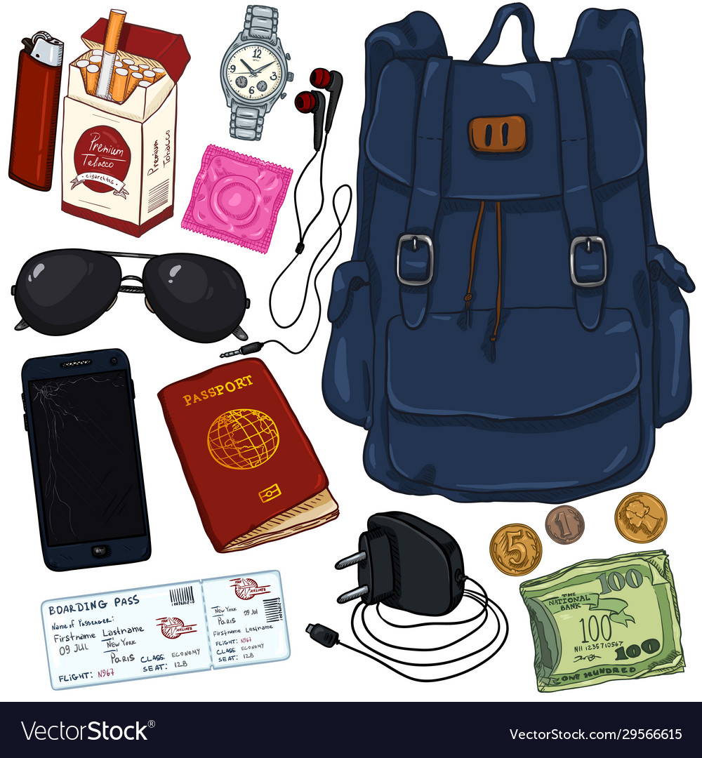 cartoon-travel-set-personal-belongings-for-journey