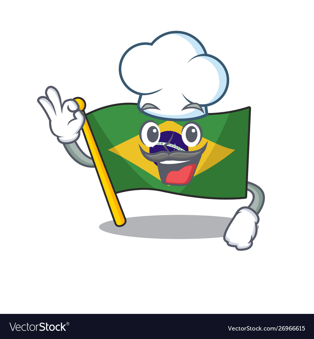 Koch-Flagge brazil isoliert mit Cartoon