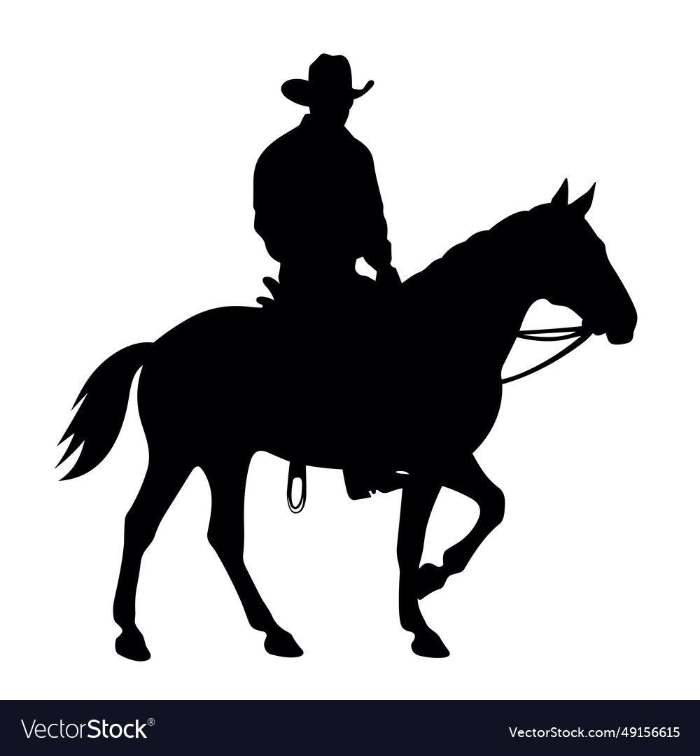 Cowboy on a horse black icon white background Vector Image