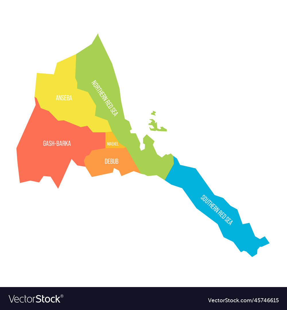 Eritrea political map of administrative divisions Vector Image