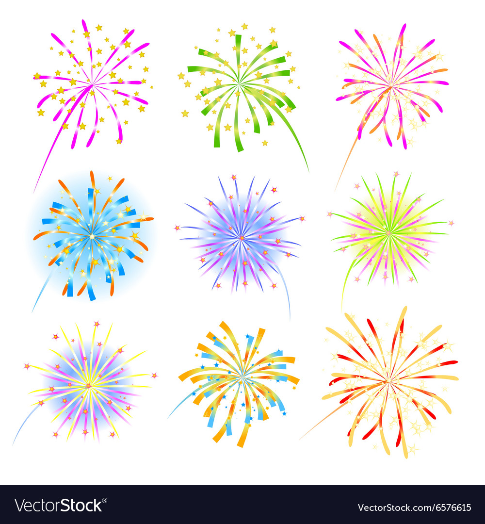 Fireworks celebration collection for holiday Vector Image