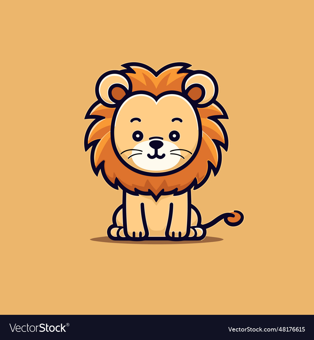 Lion Hand-drawn Comic Cute Doodle Style Royalty Free Vector