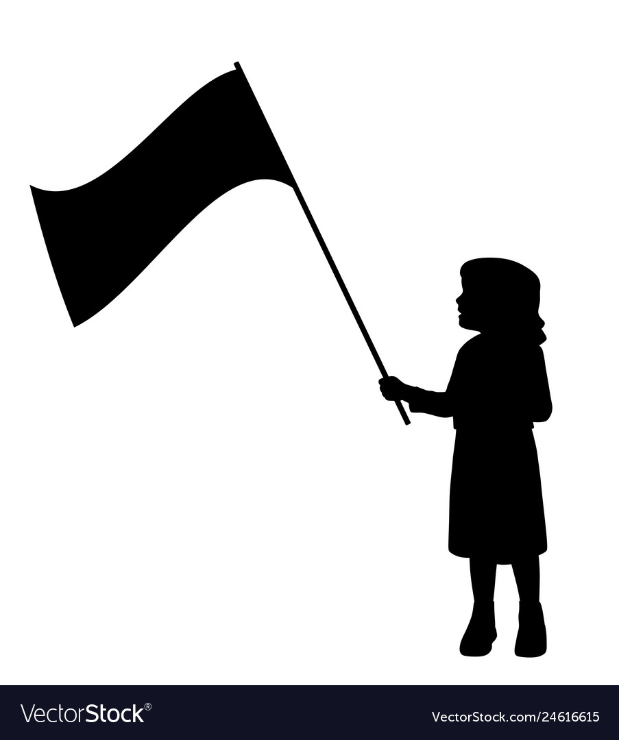 Little girl holding flag