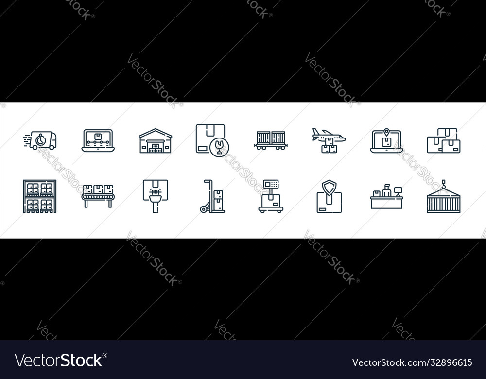 Logistic and delivery line icons linear set vector image Logistic and delivery line icons linear set