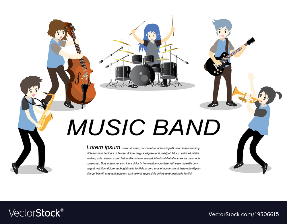 Musicians jazz group playguitarsaxophonetrumpet