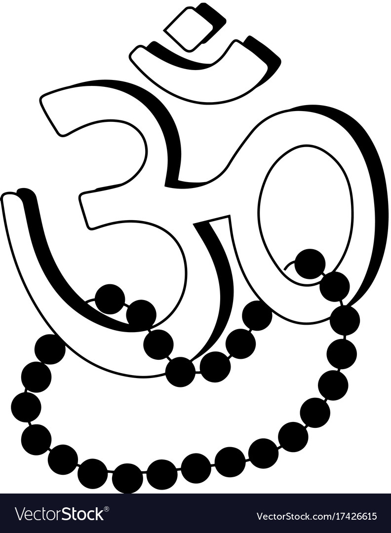 Om Aum Symbol Hinduism Flat Icon With Beads Vector Image