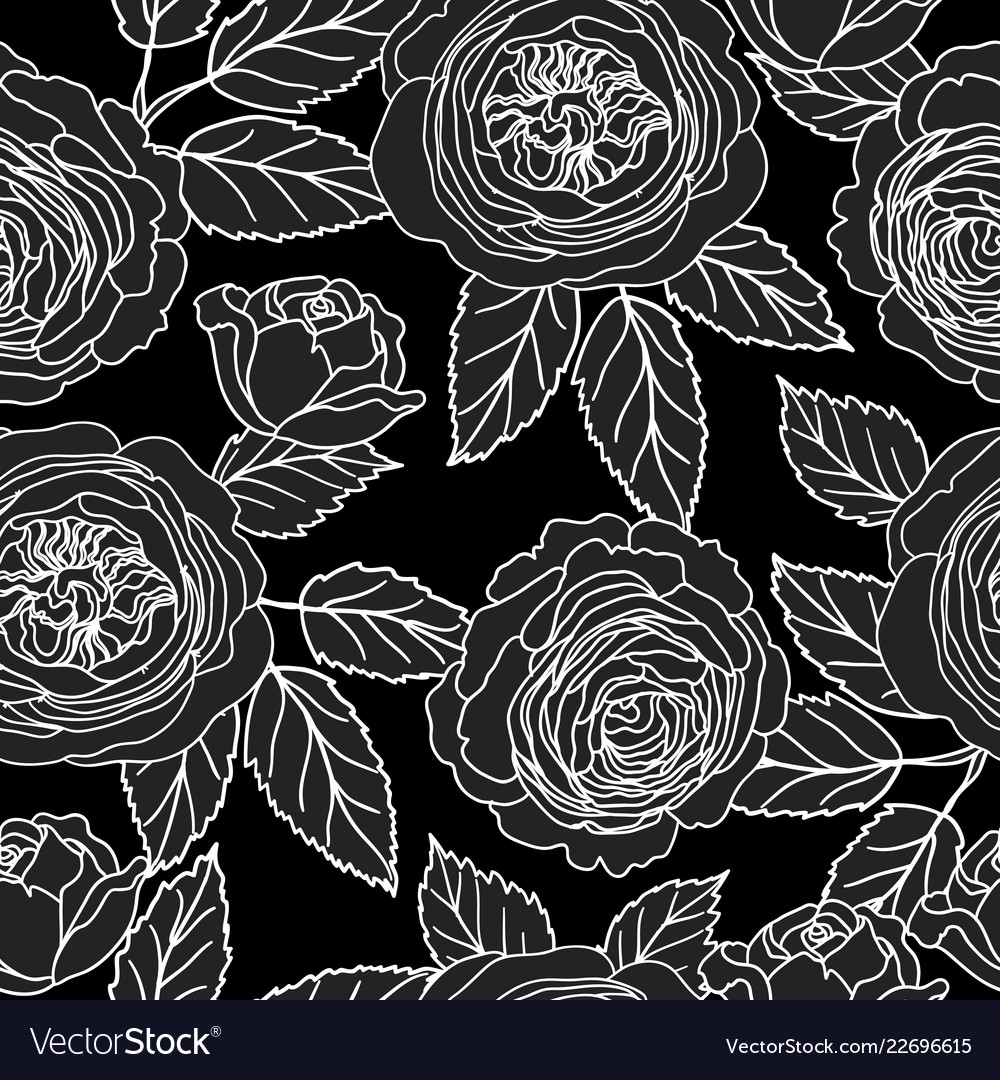 Seamless pattern with graphic dark roses Vector Image