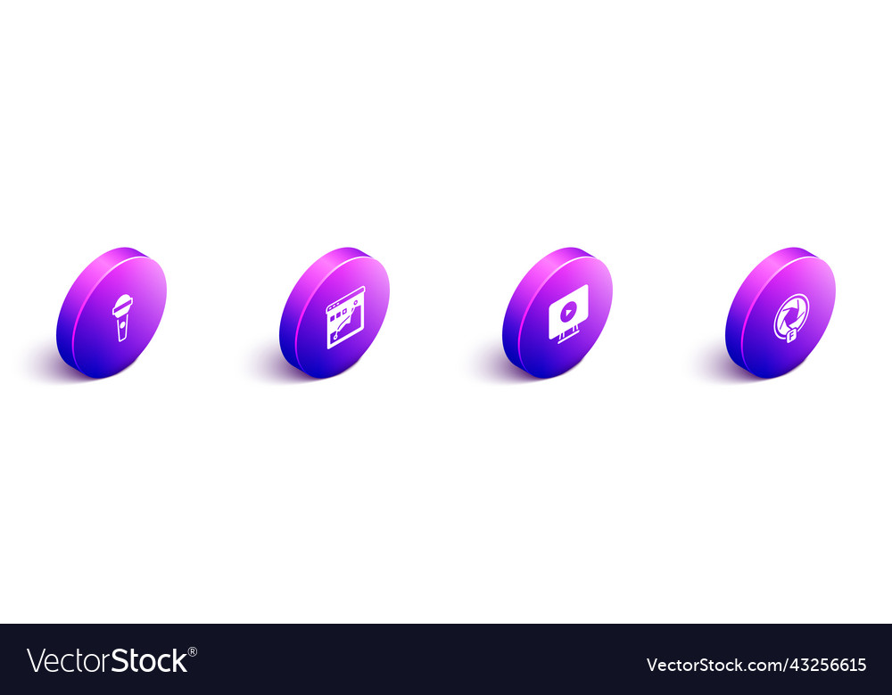 Set isometric microphone histogram graph Vector Image Set isometric microphone histogram graph