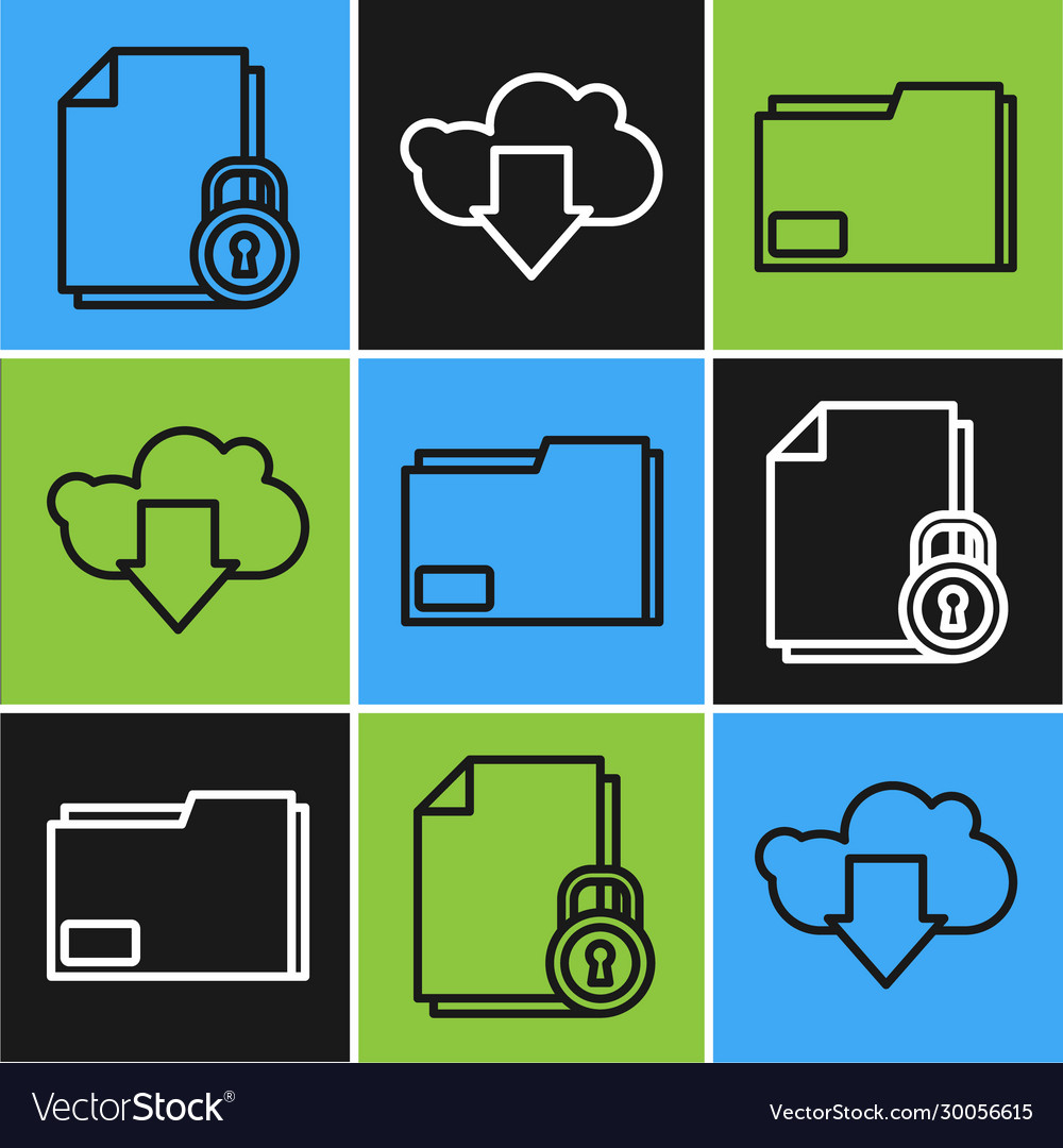 Set line document and lock folder vector image Set line document and lock folder