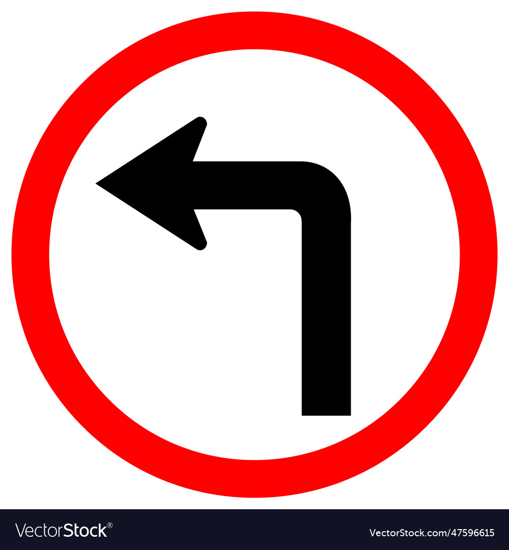 Turn left traffic road sign isolate on white
