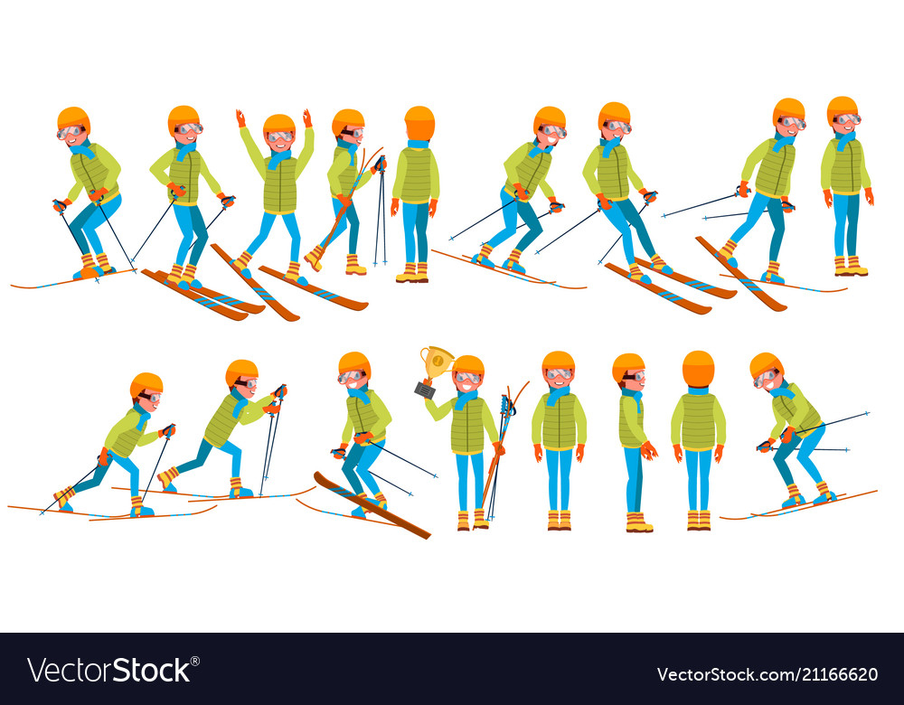 Active Man Skiing in Winter