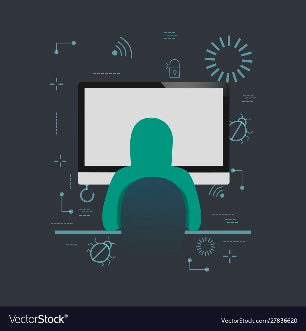 Computer hacker isolated vector image Computer hacker isolated