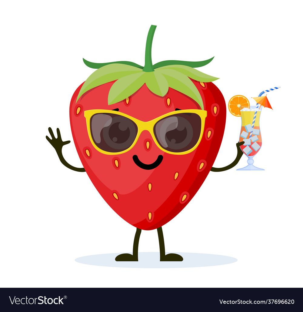 Cute and funny strawberry character Royalty Free Vector