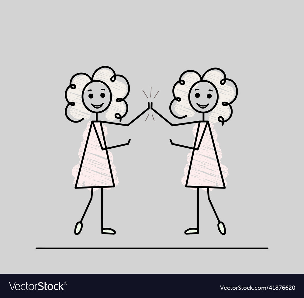 Girls high-fiving each other Vector Image Girls high-fiving each other