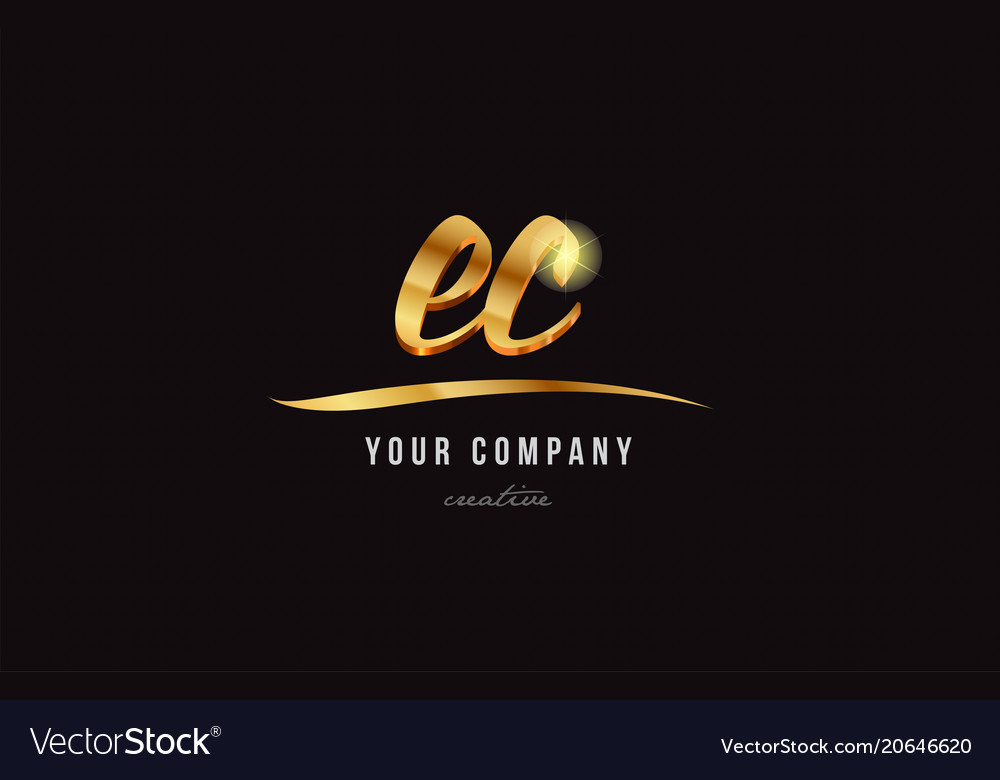 Gold Alphabet Letter Ec E C Logo Combination Icon Vector Image