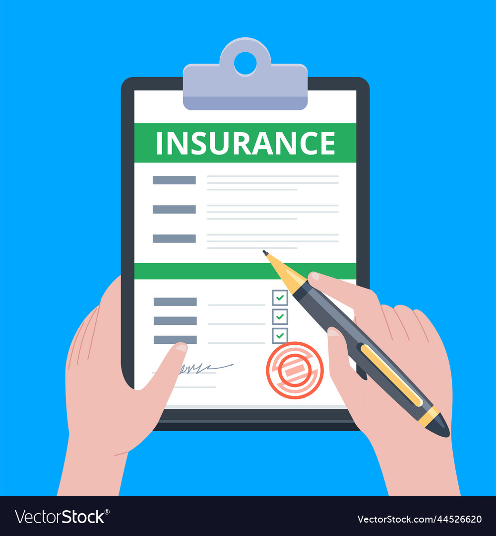 insurance-claim-form-man-writes-form-holding-vector-image