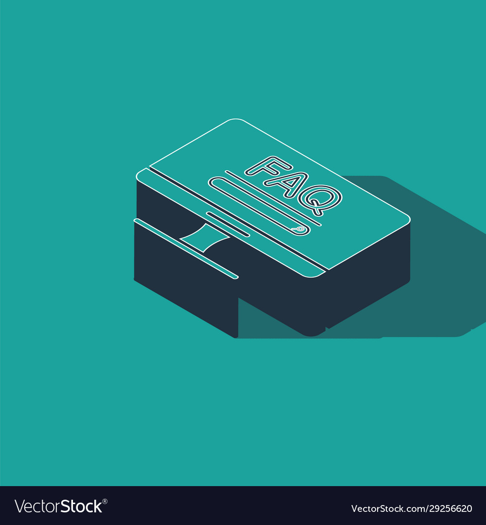 Isometric computer monitor with text faq