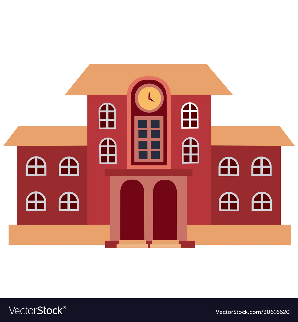 Large city building in red with a clock