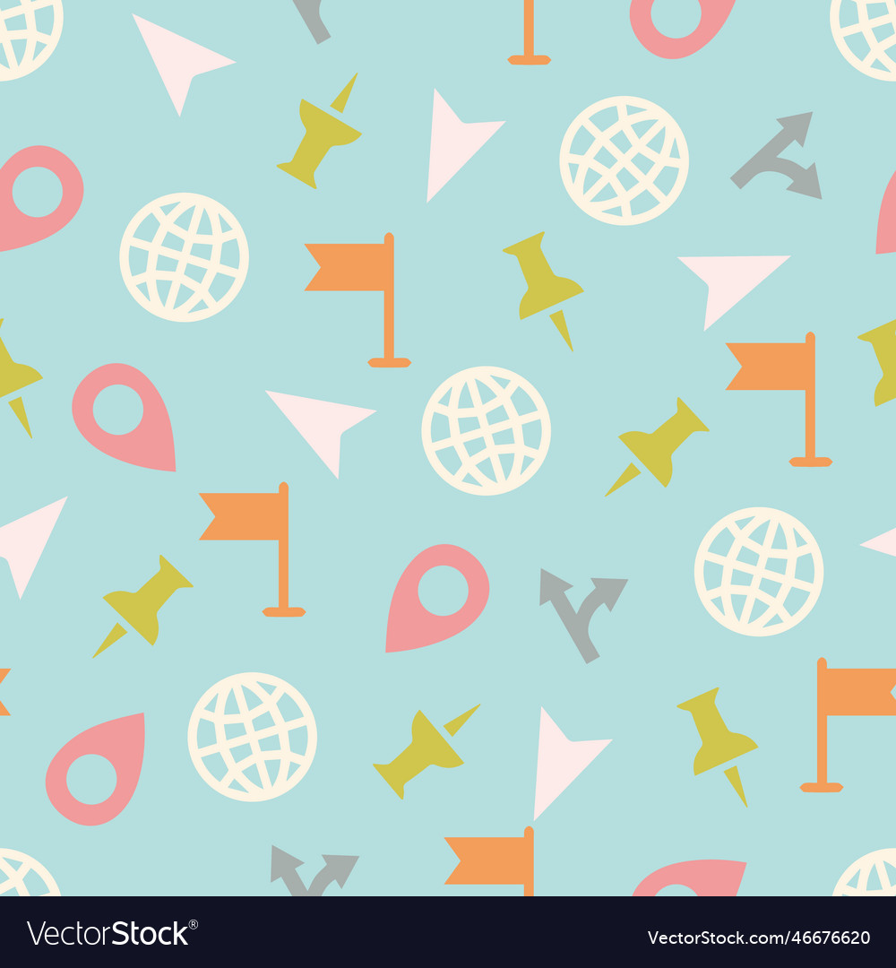 Location maps symbols seamless pattern