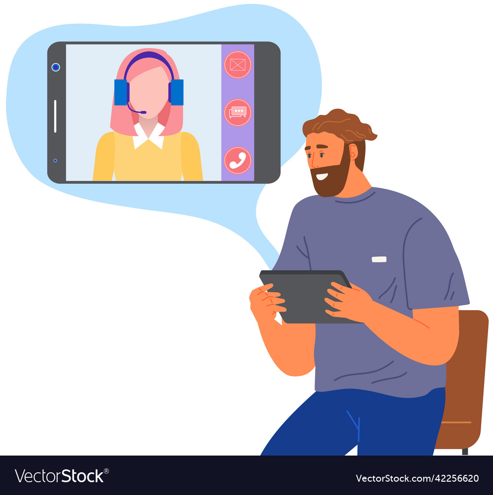 Man looks at smartphone with app for virtual