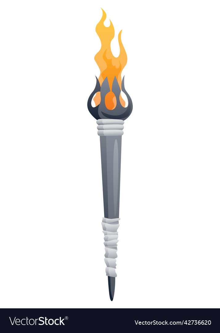 Medieval Torch with Burning Flame