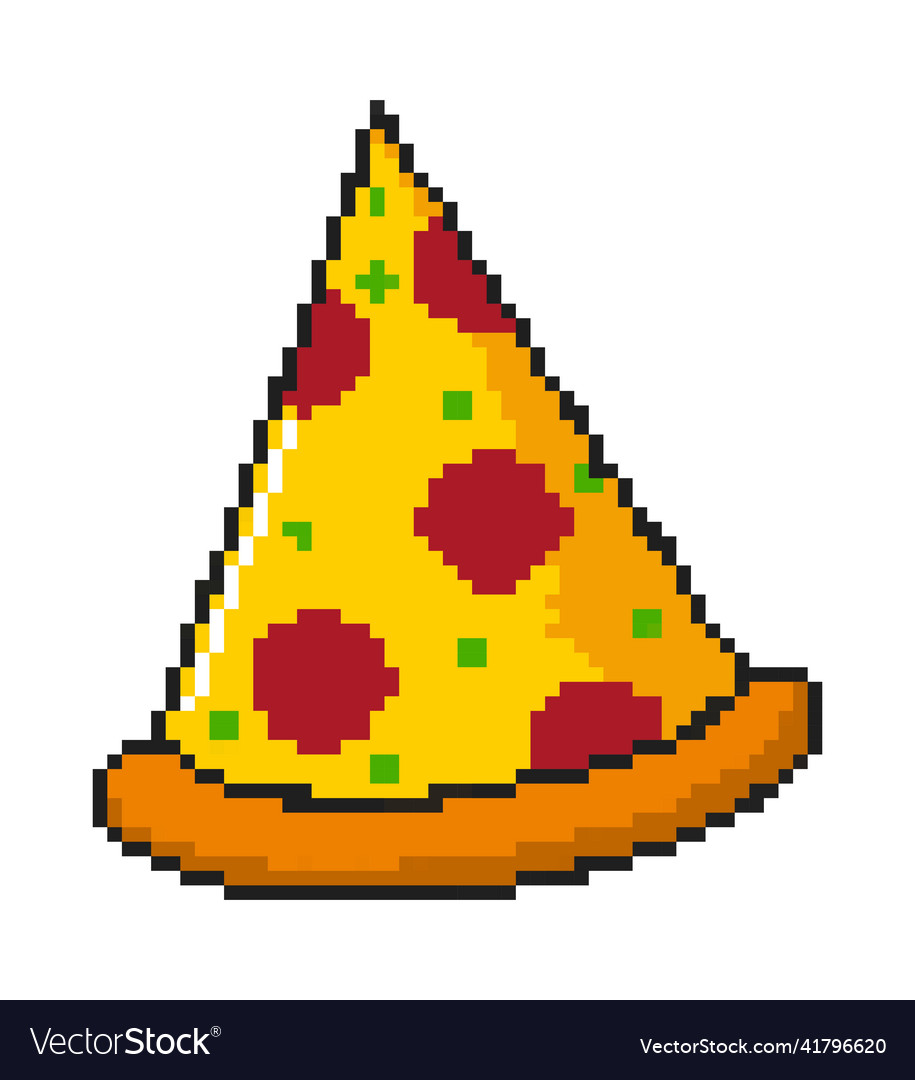 Pizza pixel art piece is pixelated fast Royalty Free Vector, pixel piece 