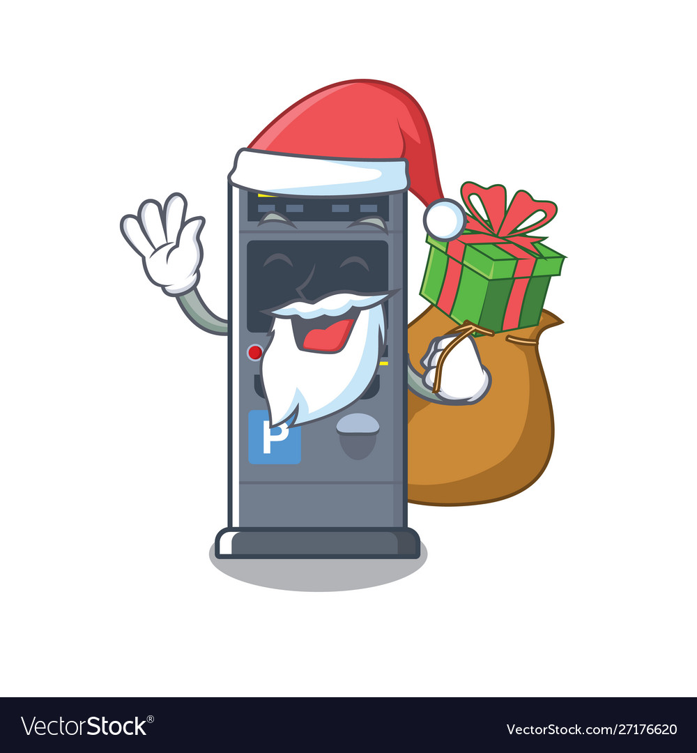 Santa with gift vending machines park cartoon