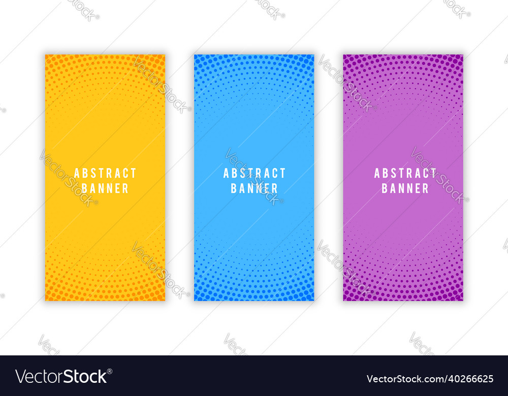 Abstract halftone style empty vertical banners set