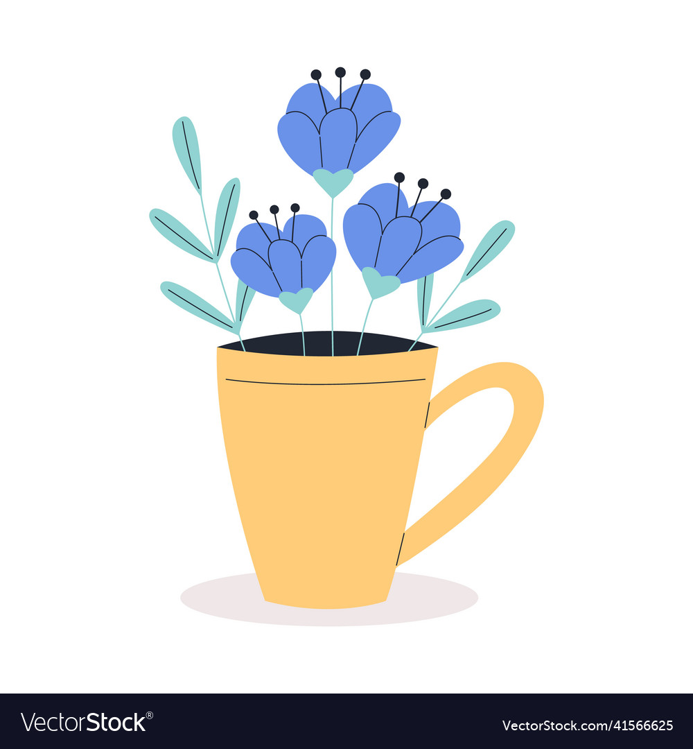 Bouquet of flowers in cup