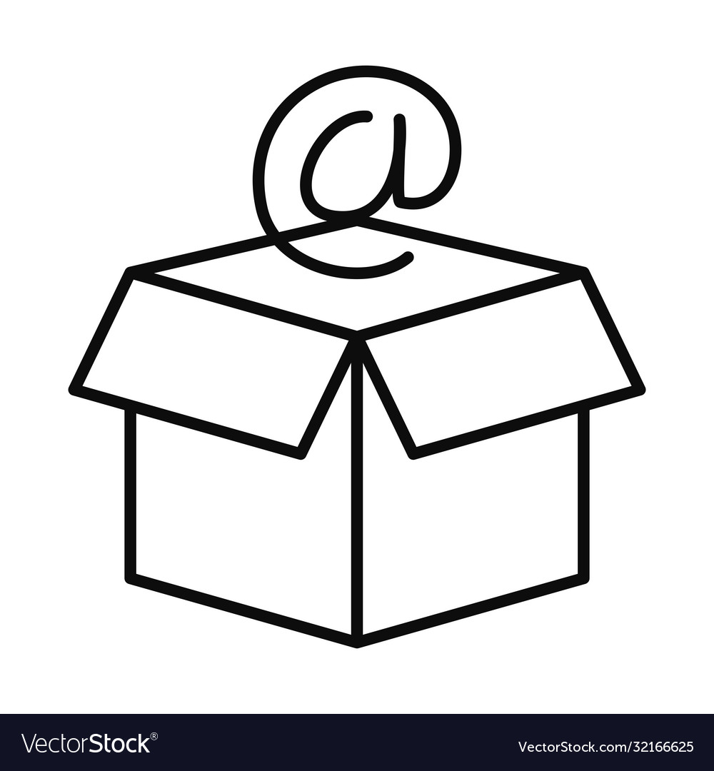 Box with at symbol icon line style