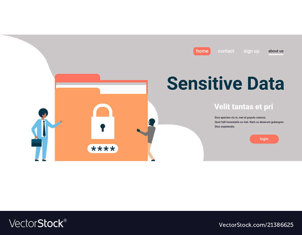 Businessman with hacker padlock password folder vector image Businessman with hacker padlock password folder