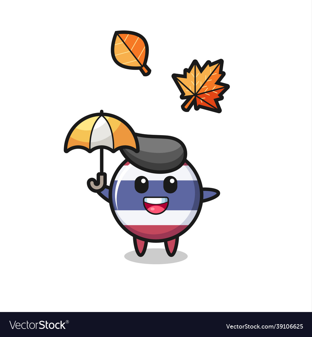 Cartoon of the cute thailand flag badge holding