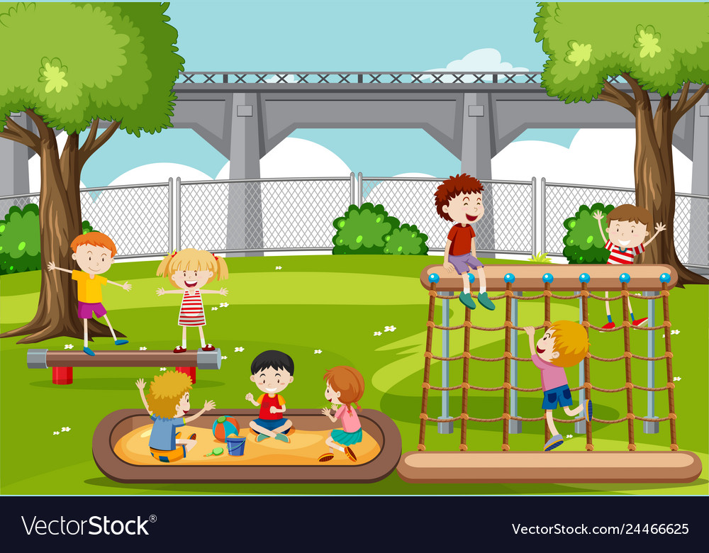 Children playing at the park Royalty Free Vector Image