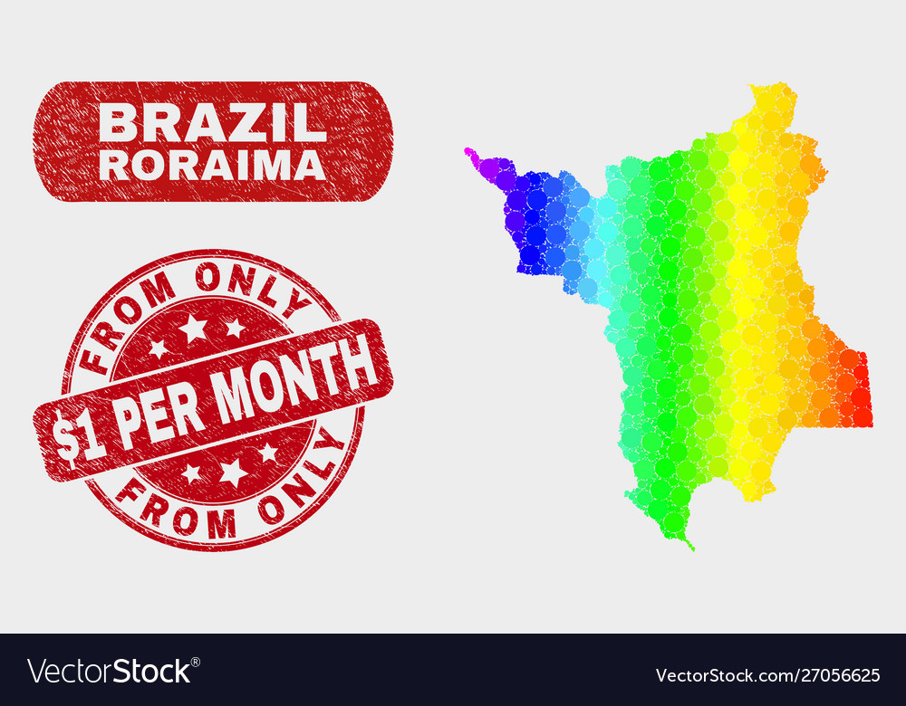 Colored mosaic roraima state map and scratched Vector Image Colored mosaic roraima state map and scratched