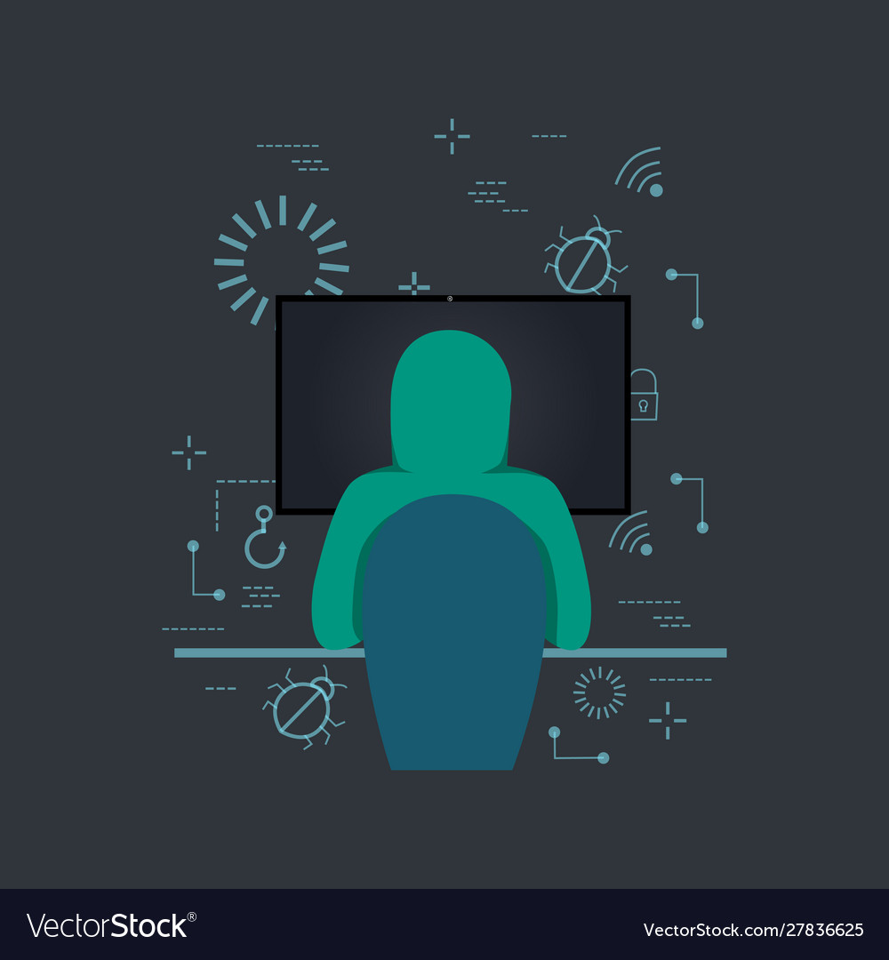 Computer hacker isolated vector image Computer hacker isolated