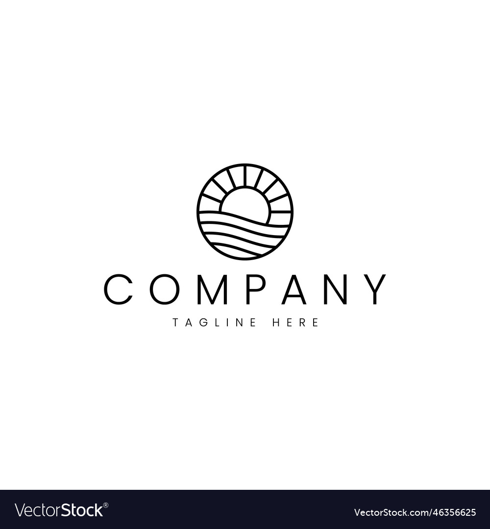 Creative ocean sun wave logo design Royalty Free Vector