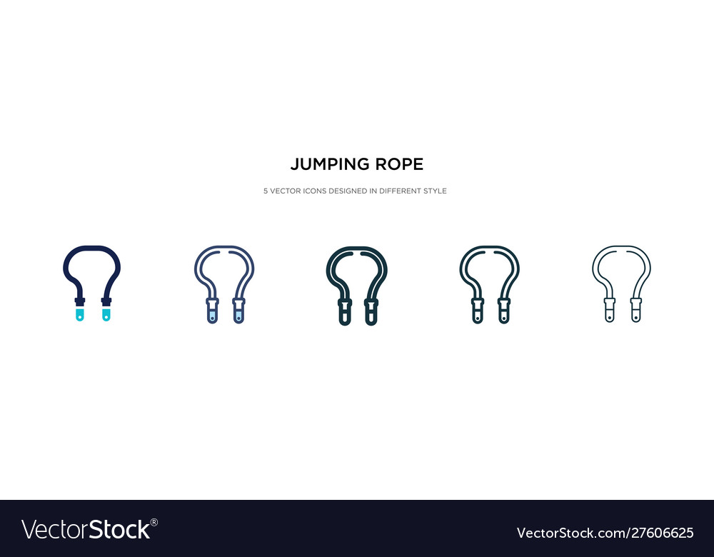 Jumping rope icon in different style two colored