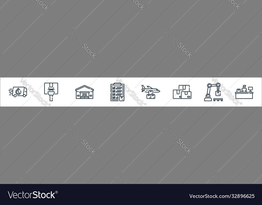 Logistic and delivery line icons linear set vector image Logistic and delivery line icons linear set