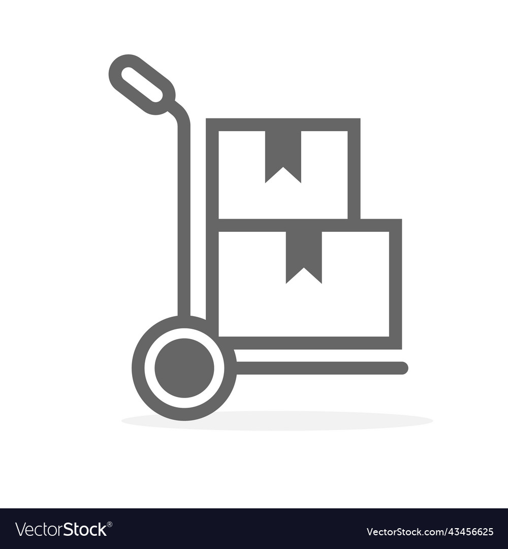 Mechanization a hand cart with boxes linear icon vector image Mechanization a hand cart with boxes linear icon