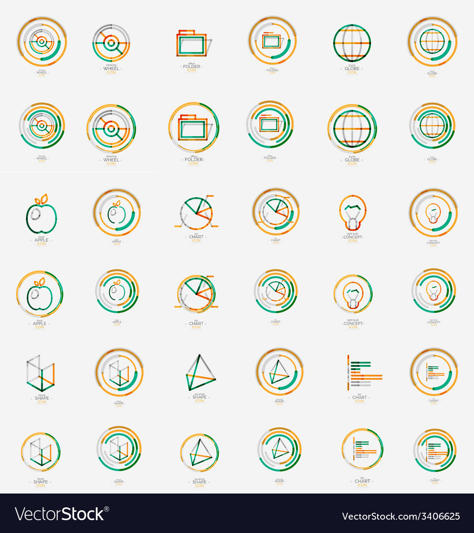 Minimal thin line design web icon set stamps