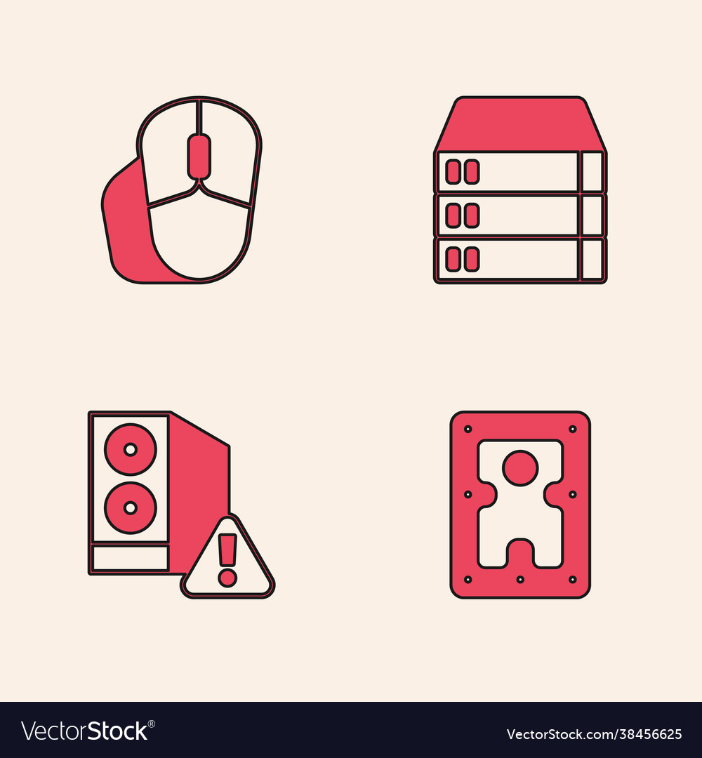 Set hard disk drive hdd computer mouse server vector image Set hard disk drive hdd computer mouse server