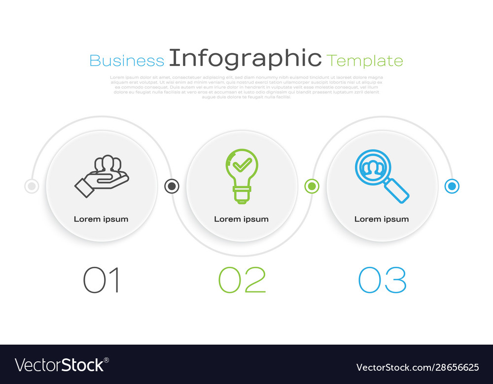 Set line project team base light bulb and check vector image Set line project team base light bulb and check