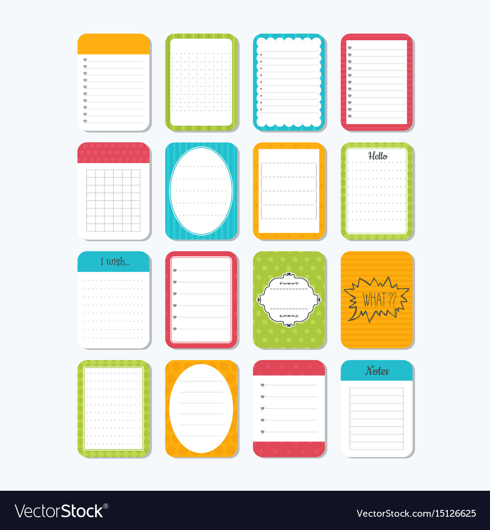 Template for notebooks cute design elements