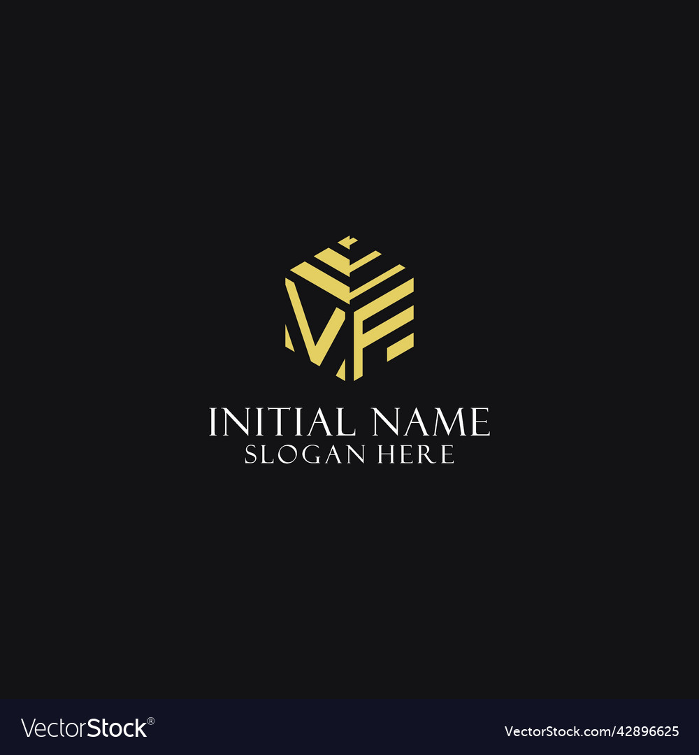 Vf initial monogram with hexagon shape logo