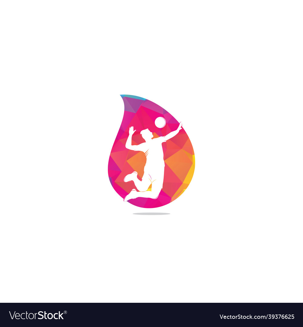 Volleyball player drop shape concept logo